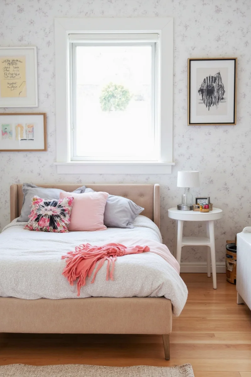 Sustainable bedroom with bamboo furniture and natural textiles
