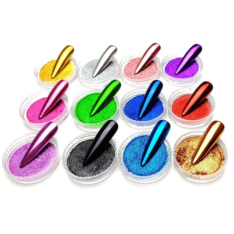 

Press on nails Mirror Chrome Powder any 24 colors/set Corrina Beauty Shimmer Mica Powder Nail Mica Chrome Powder