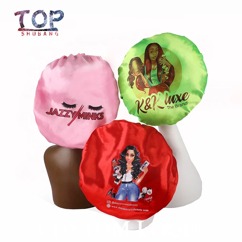

Custom Logo Hair Bonnets Mommy And Me Satin Bonnet Virgin Hair Wigs Sleep Protect Hats Designer Bonnets