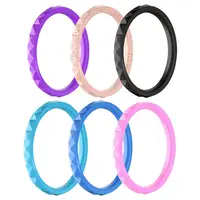 

Diamond Pattern Fashion Silicone Wedding Rings Rubber Bands Durable Sports Training Ring For Women