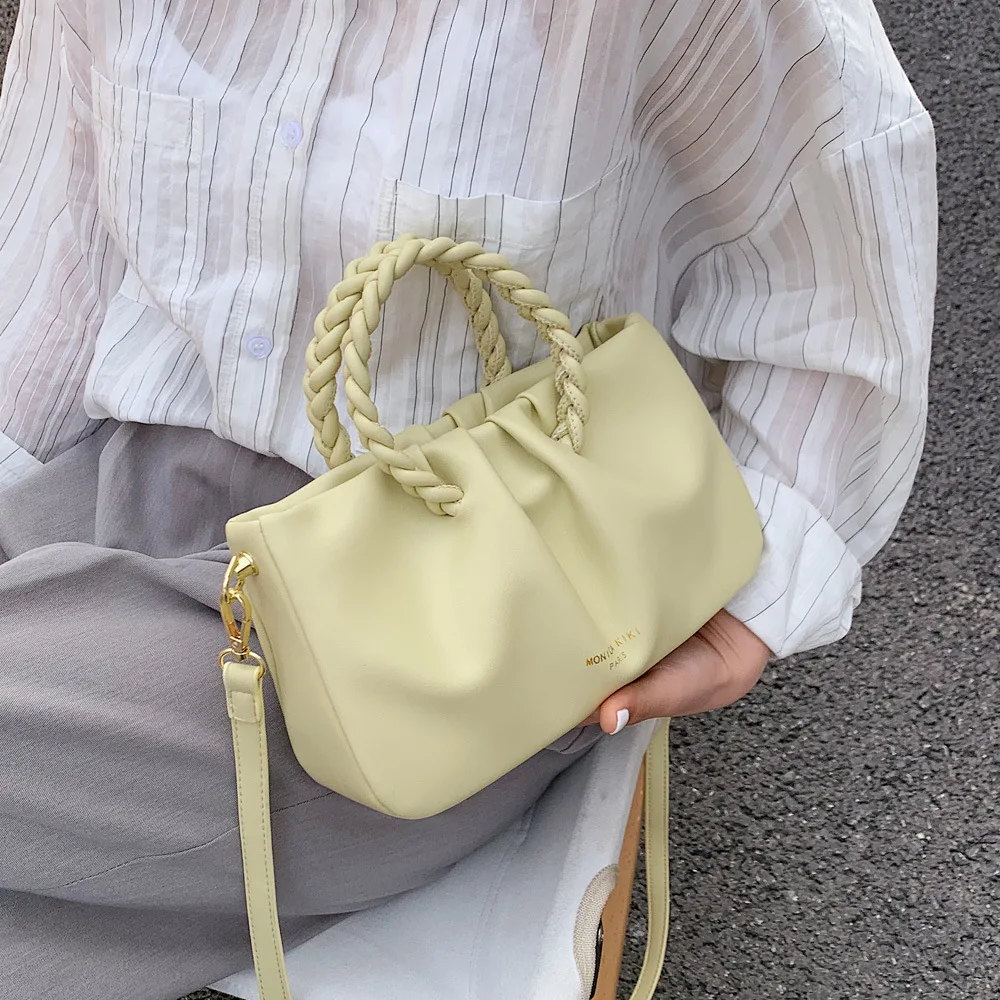 

2021 new fashion cloud twist braid handbag high quality Pu Women purses and handbags, 5 colors