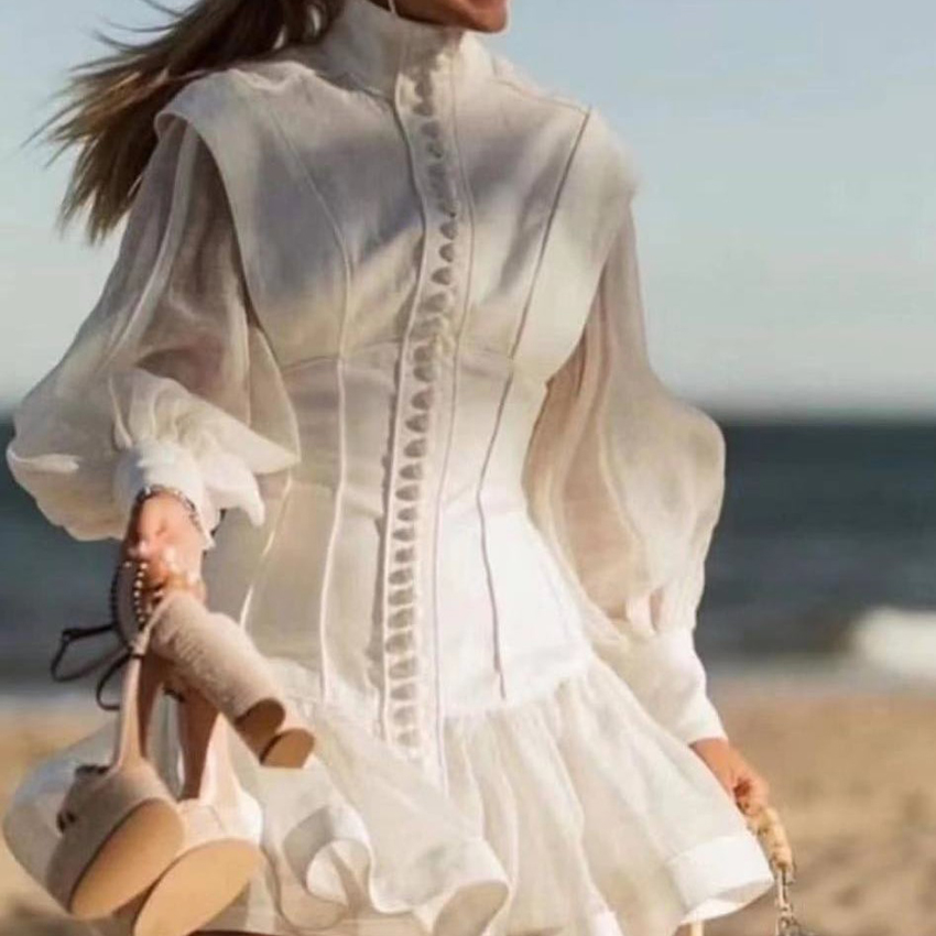 

2021 New Arrival Women Dresses Casual Summer Plain pure Cotton White T-shirt Full Simple Odm Long Sleeve Dresses