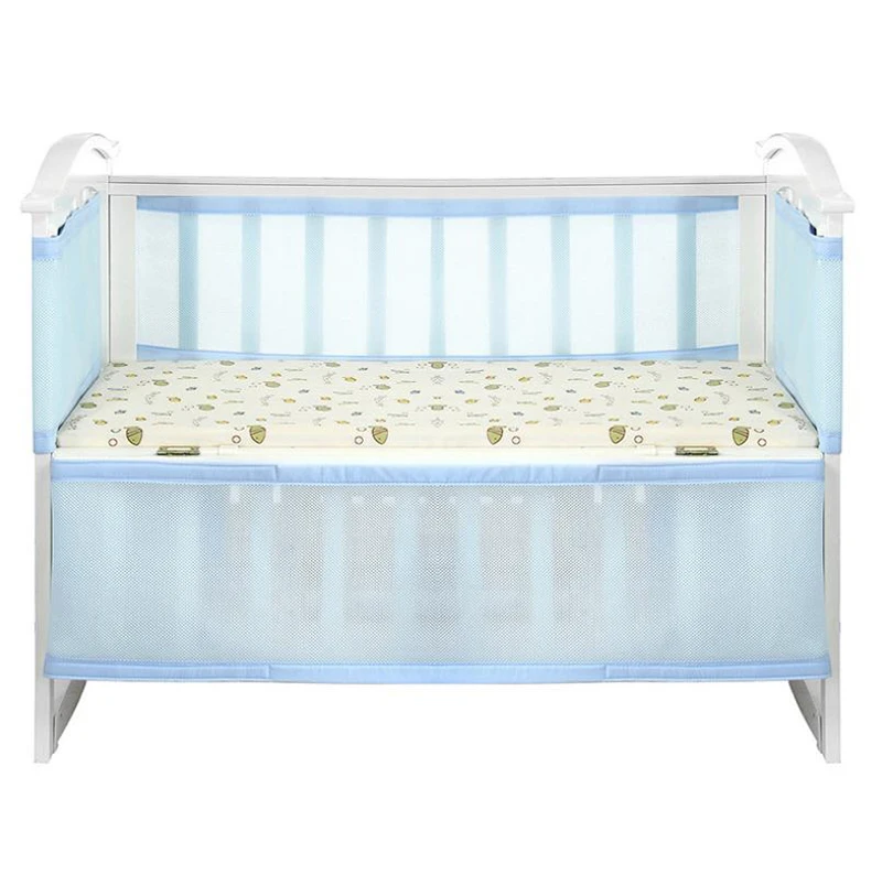 Blue Sandwich Fabric Crib Bumper Mattress Cover Breathable Baby