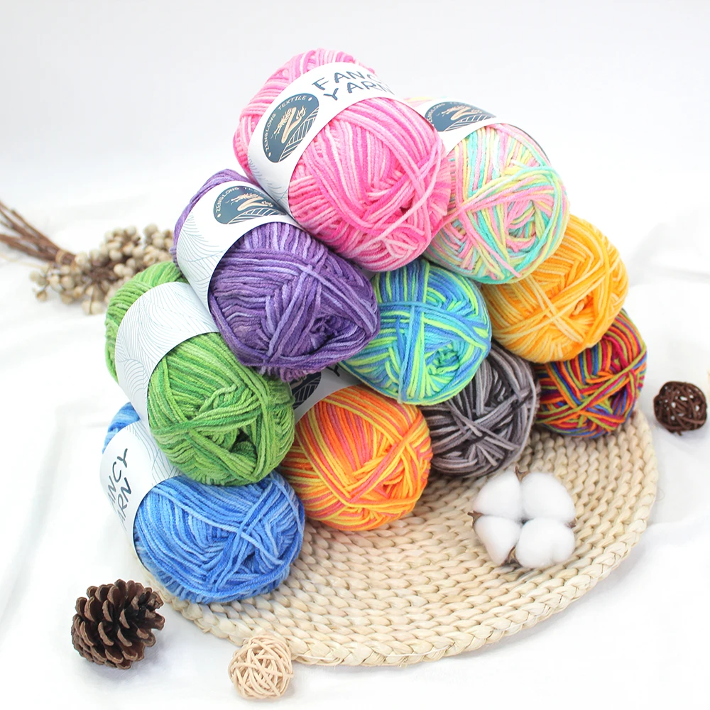 

50g 3ply thick thread ball cloth hat sweater spot wool hand knitting fancy crochet 100% milk cotton yarn