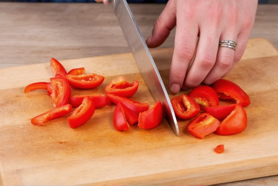 Fehlerhafte Schnitttechnik bei Paprika