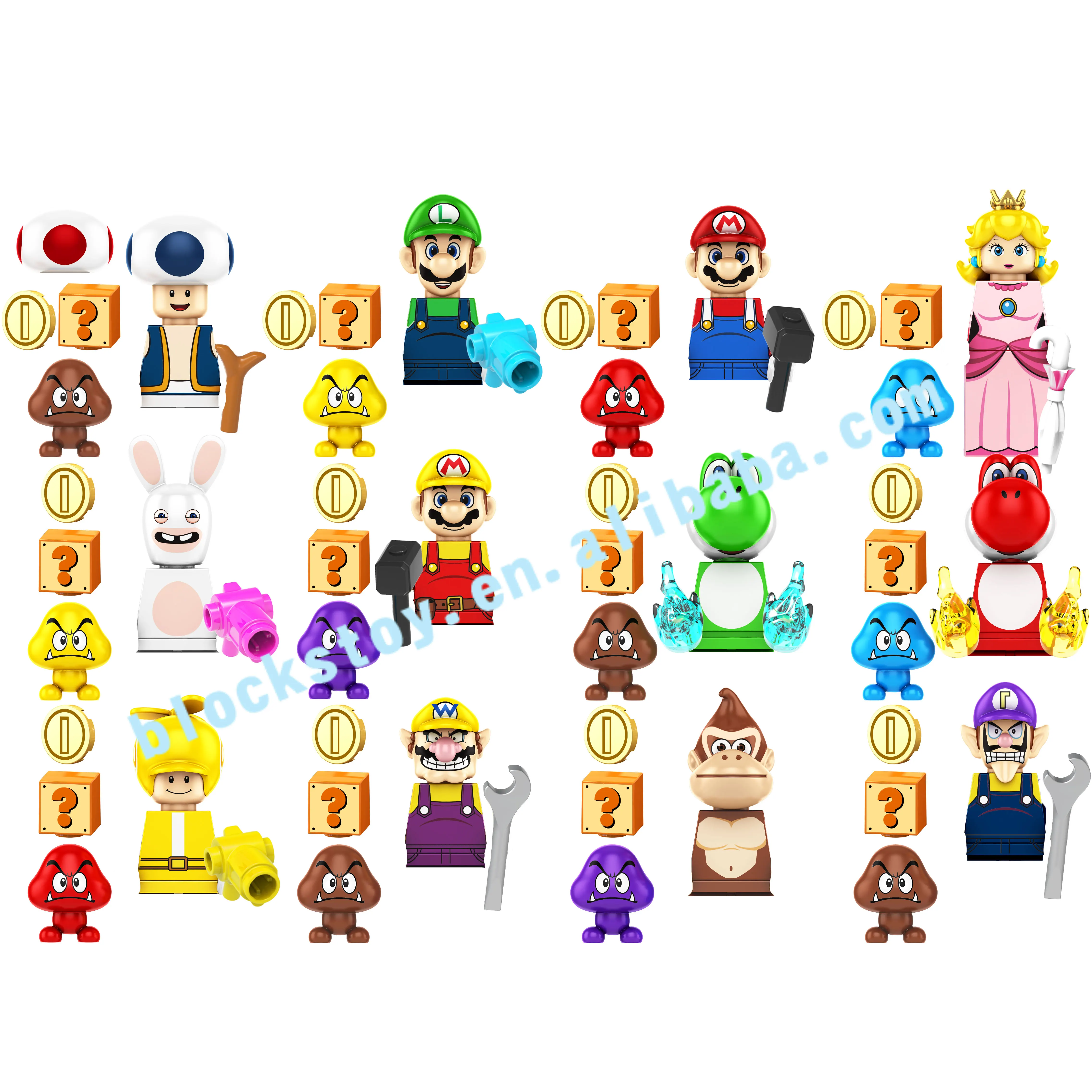 

KF6186 New Game Series Super Bros Mario Luigi Orangutan Wario Peach Kinopio Mini Building Block Figures Toys For Kids