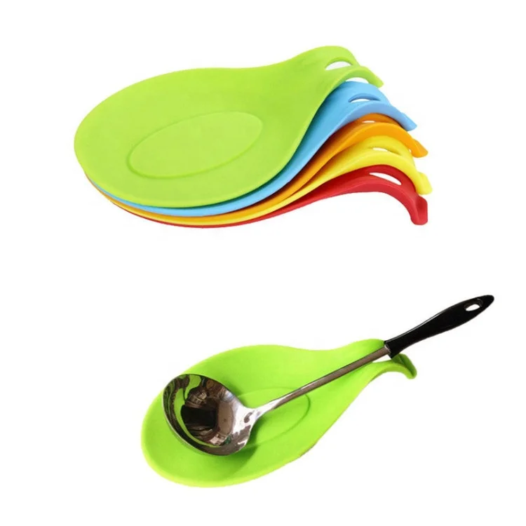 

Wholesale Kitchen utensils orginizers Holder Eco-friendly Cheap Silicone Spoon Rest, Orange, blue, green, red