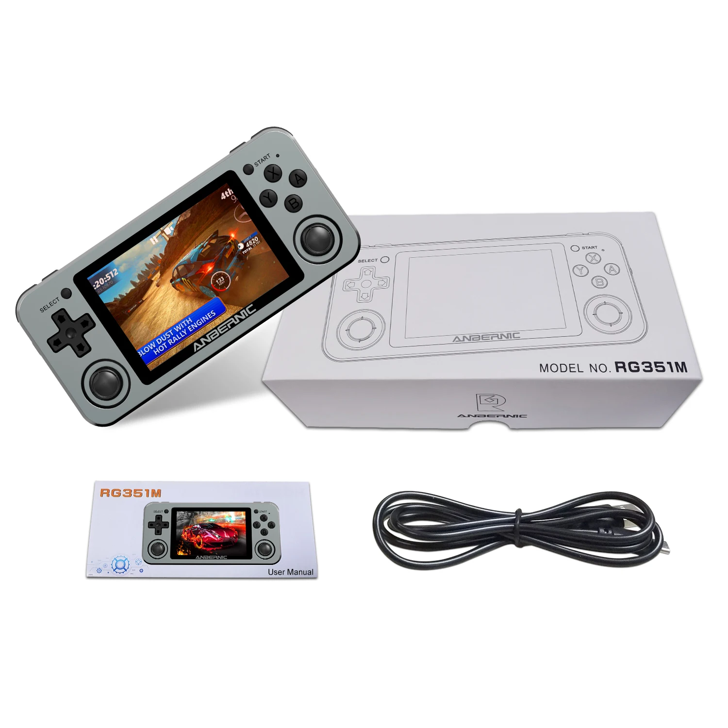 

New RG351M with 64GB card emulator game console metal retro pocket wholesale game consoles game console arcade machine, 2 colors
