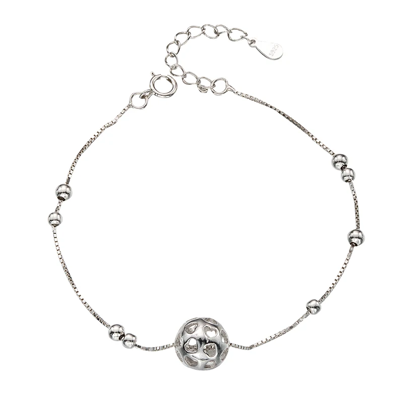 

Fashion 925 Sterling Silver Anklets Ball Manual Anklet Bracelet For Women Jewelry Foot Jewelry, Silver color