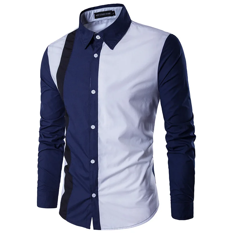 

2021 Spring New Men's Lapel Shirt Casual Slim Fit Teen Long Sleeve Fashion Stylish Clothes Men Shirts