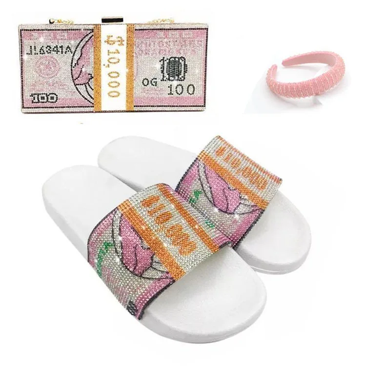 

Fashion Female slide Rhinestone Sandals slippers Flip Flop Platform rhinestone dollar Women's Sandals