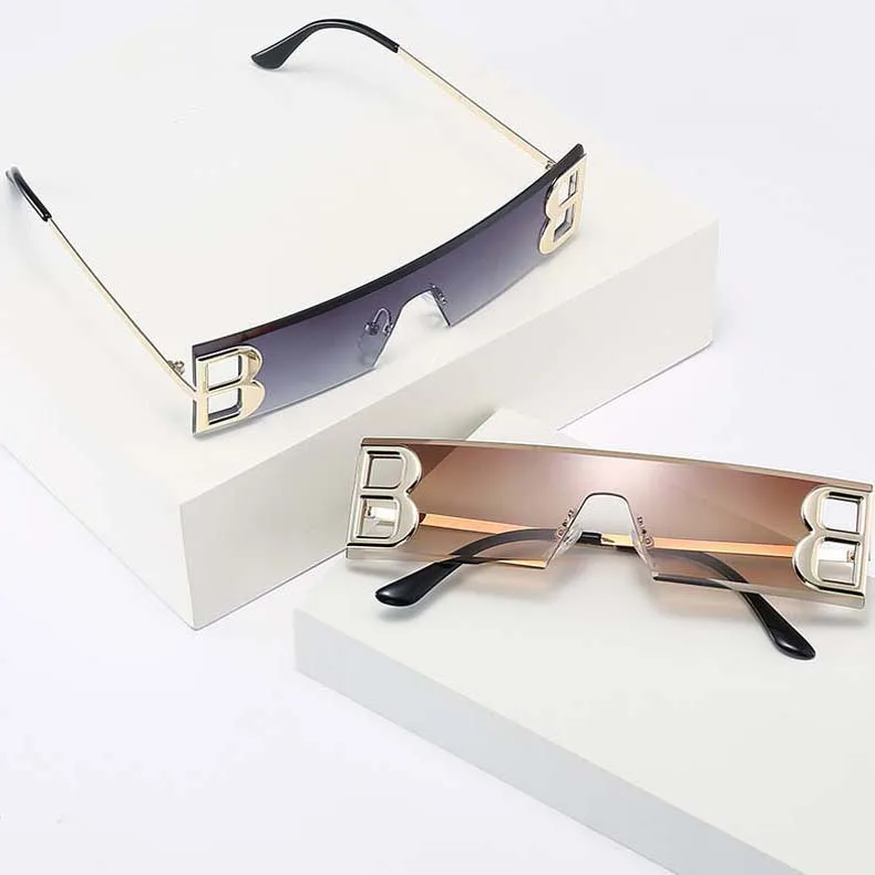 

Newest Trendy Letter Rectangle Shades Sunglasses Contrast Enhancing Women Sunglasses 2022