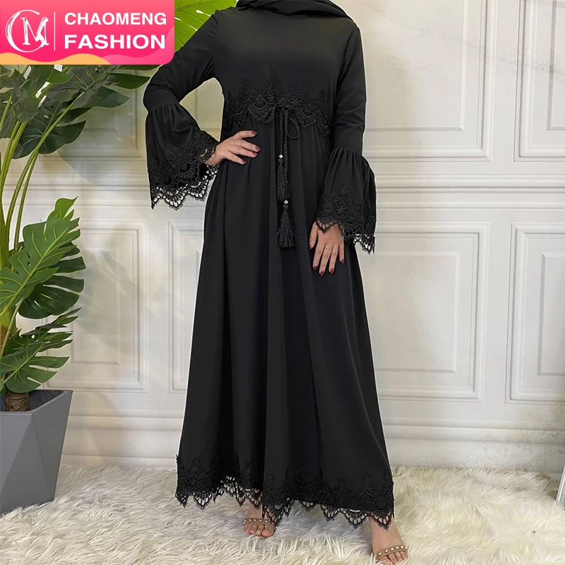 

16001# New Fashion Black Lace Dress Long Sleeve Black Embroidery Classic Close Abaya Dresses Muslim Islamic Abayas, Beige,maroon, purple,green, black/customized