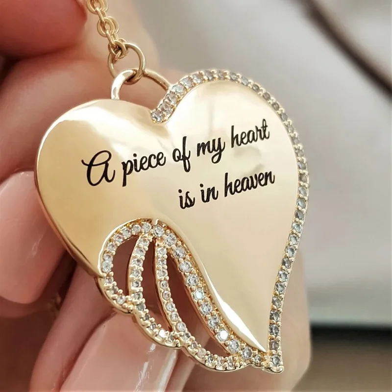 

Angel Wings Love Diamond Letter Necklace Women Wish Amazon Popular Gold Heart necklace
