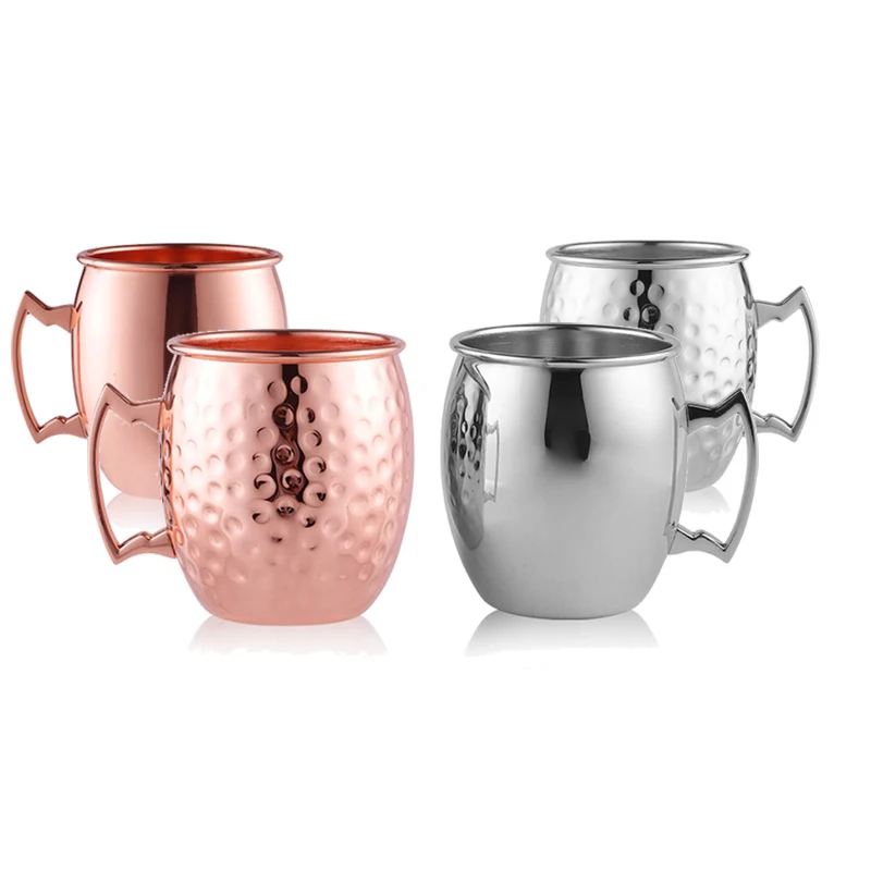 

16oz Gift Set of 4 100% Handcrafted Food Safe Pure Solid Copper Moscow Mule Beer Mugs With Cocktail Jigger