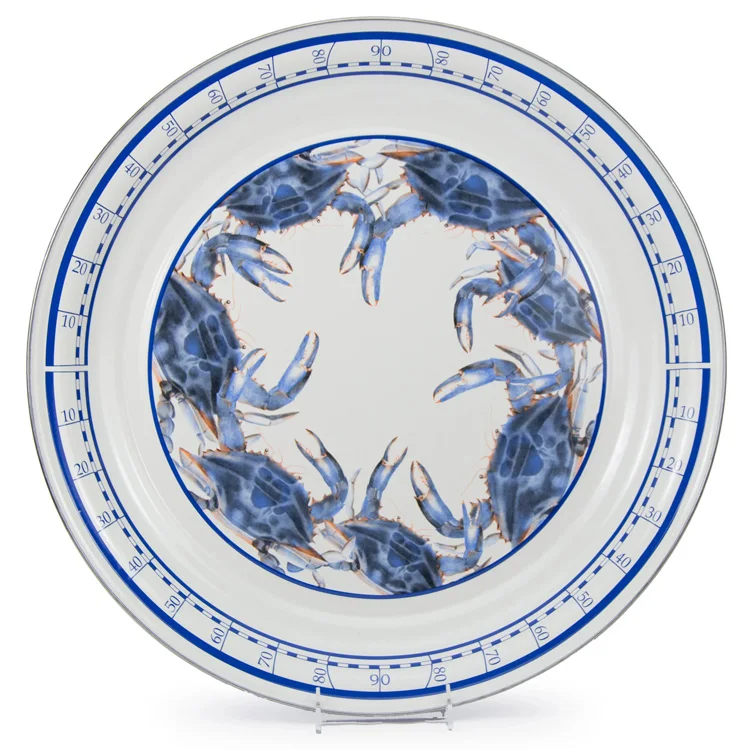 

20cm/24cm Antique Vintage White Enamel Metal Dinner Plates bowl With Customized Rim Enamelware Piedish Plates, Red, yellow, white