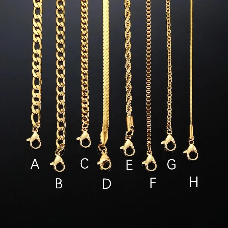 

Custom Logo Gold Plated Stainless Steel Chain Necklace Cuban Link Chain