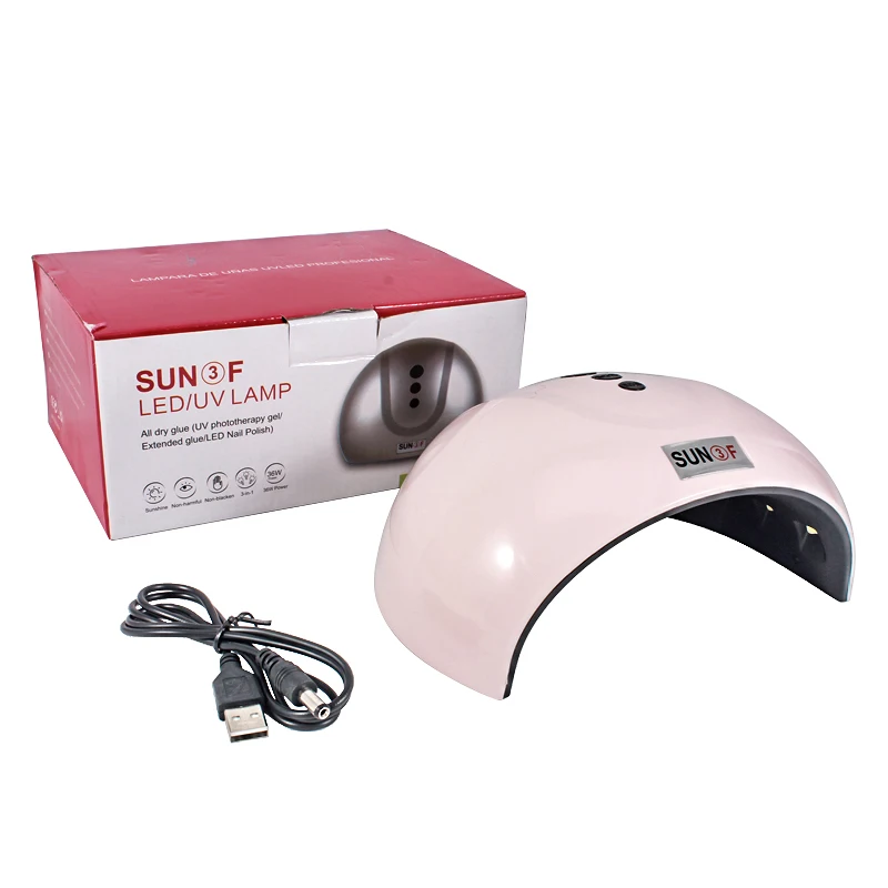

SUN 3F UV Light LED Lamp Max36W 12 Beads Nails Curing Gel Polish Nail Dryer For Manicure 3 Timing Ultraviolet Lamp, White