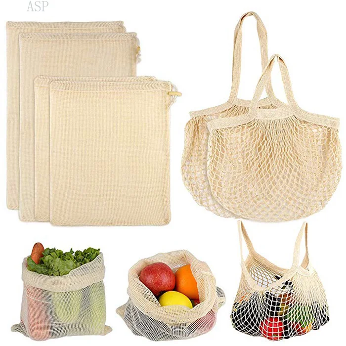 Reusable Fruit Vegetable Food Mesh Storage Pouch Breathable Produce ...