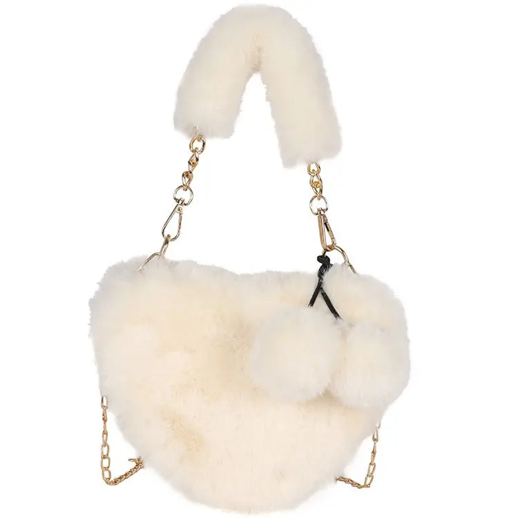 

Faux Heart Shaped Furry Fur designer handbags famous brands women