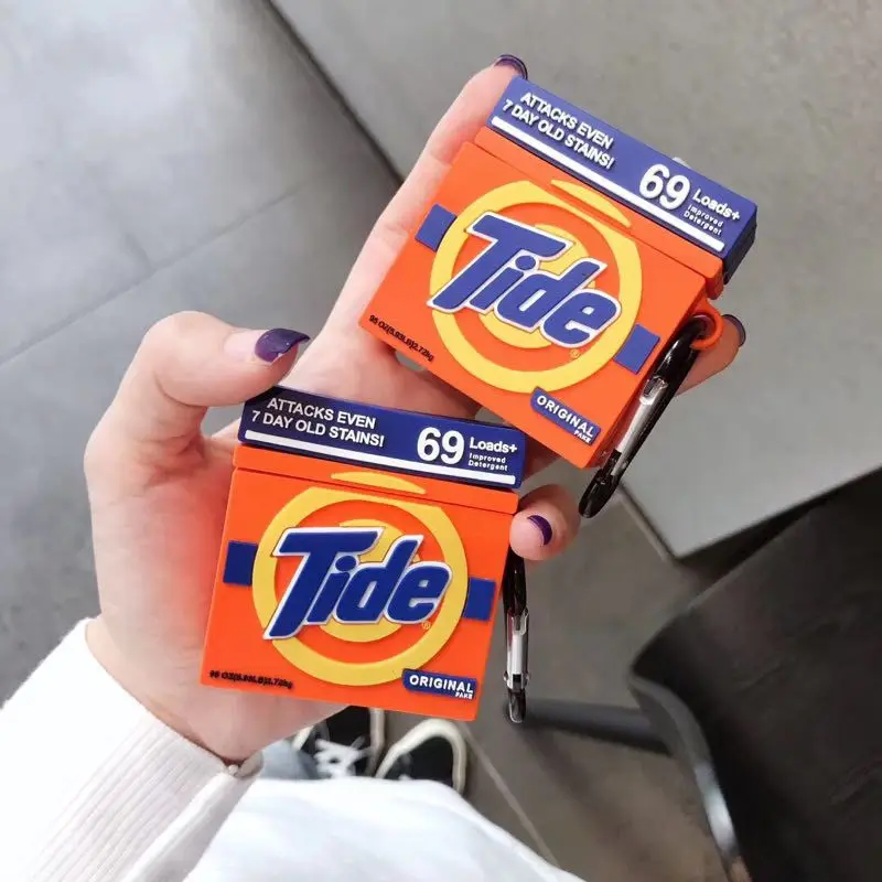 

2021 New Square Tide Laundry Detergent Designer Silicone Headphone Charging Box Earphone Case For Apple AirPods 1 2 3 Pro
