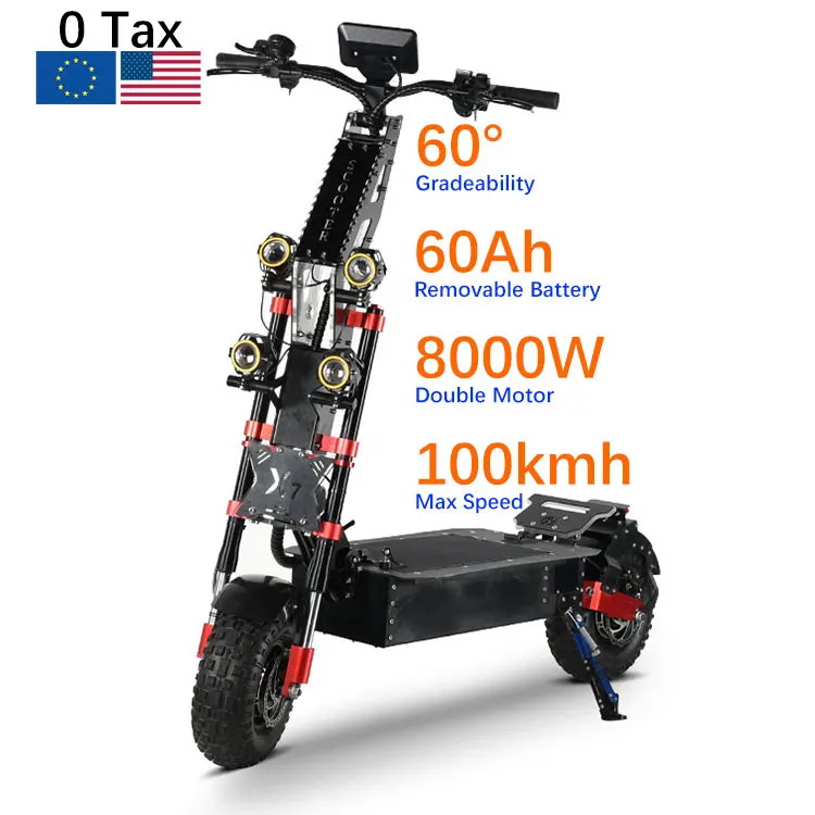 

EU US Warehouse 0 Tax 8000W 5600W Fat Tire Double Battery 72V Dual Motor Foldable Adults X7 Off-Road Off Road Electric Scooter