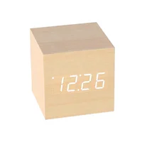 

Cube travel portable wooden table digital alarm clock,voice activated clock