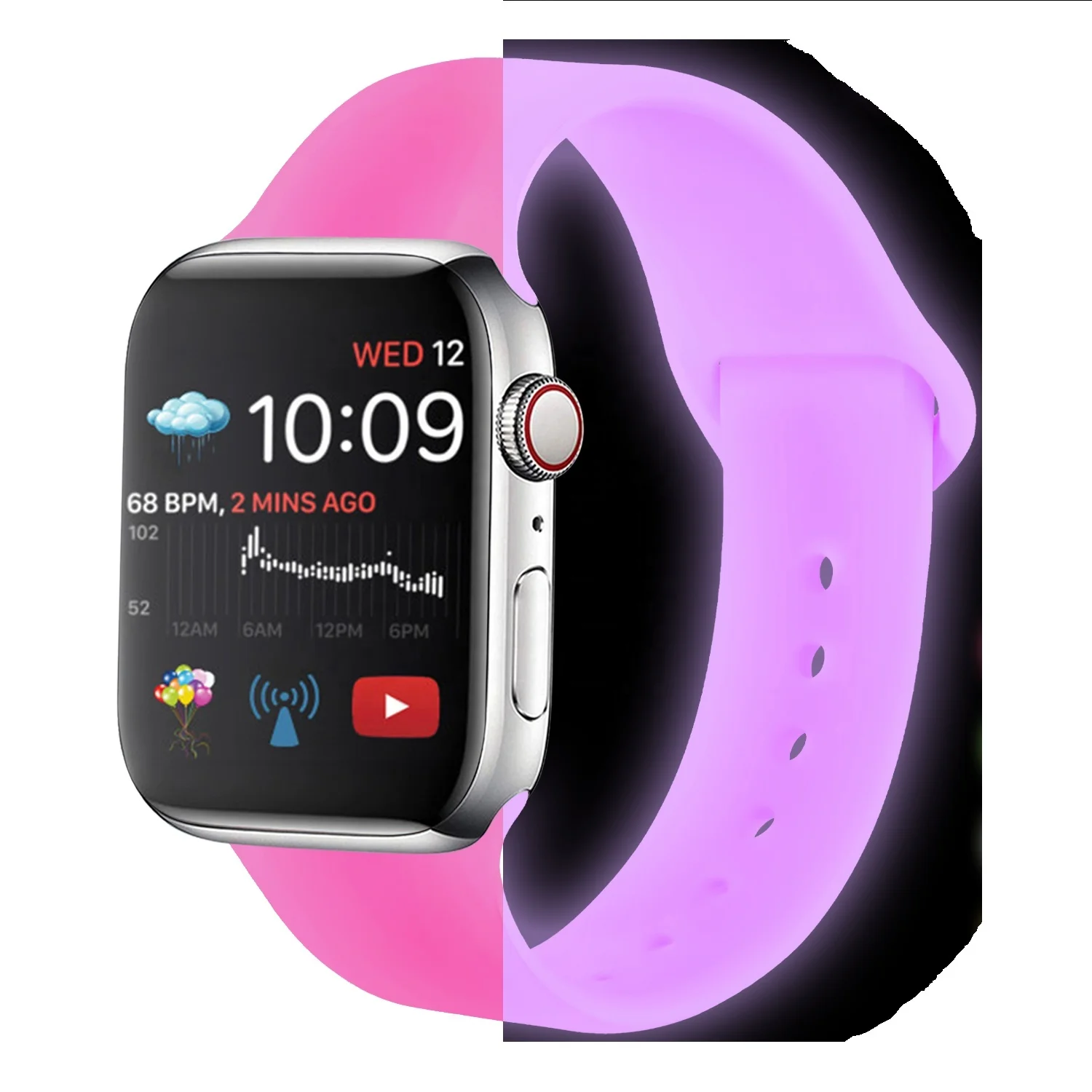 

Night Vision for Apple Watch Strap 41MM 40mm 38mm Silicone Watchband Glowing in Dark for Apple Watch Band 45MM 44m 42mm