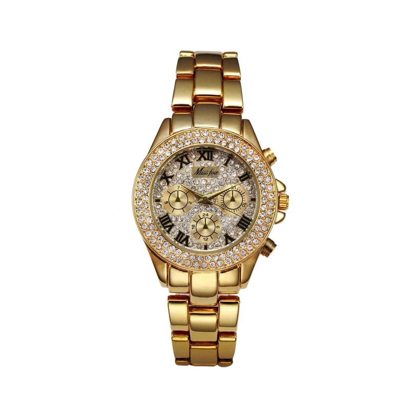 

Round Alloy Classic Fashion Quartz Diamond Women's Watch Factory Direct Sales