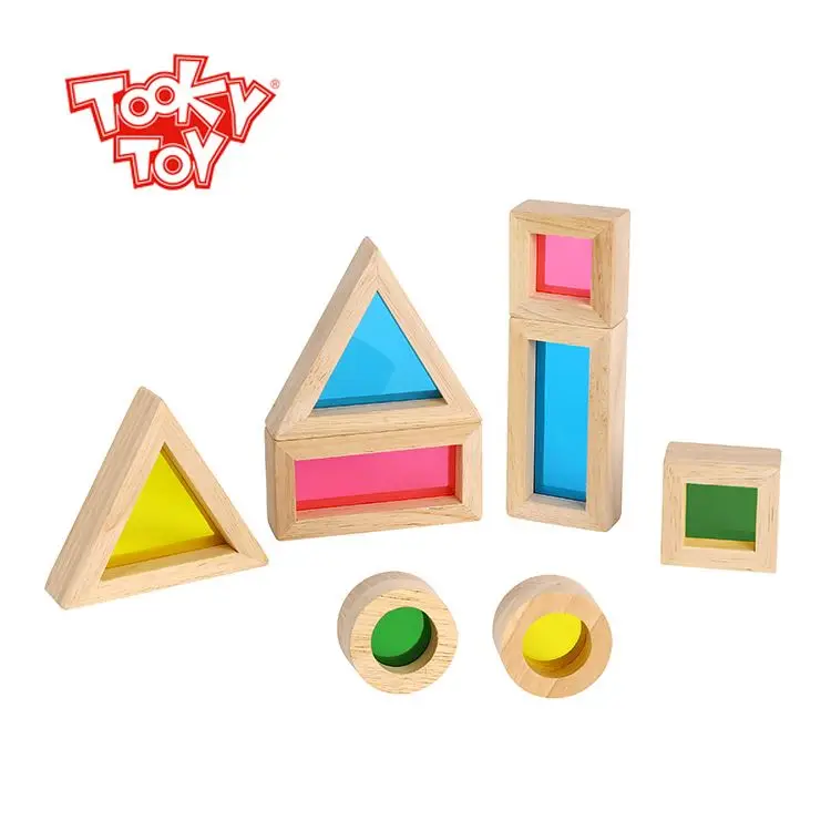

2023 New kids Wooden Montessori Toys Sensory Rainbow Stacking Acrylic Building Blocks set
