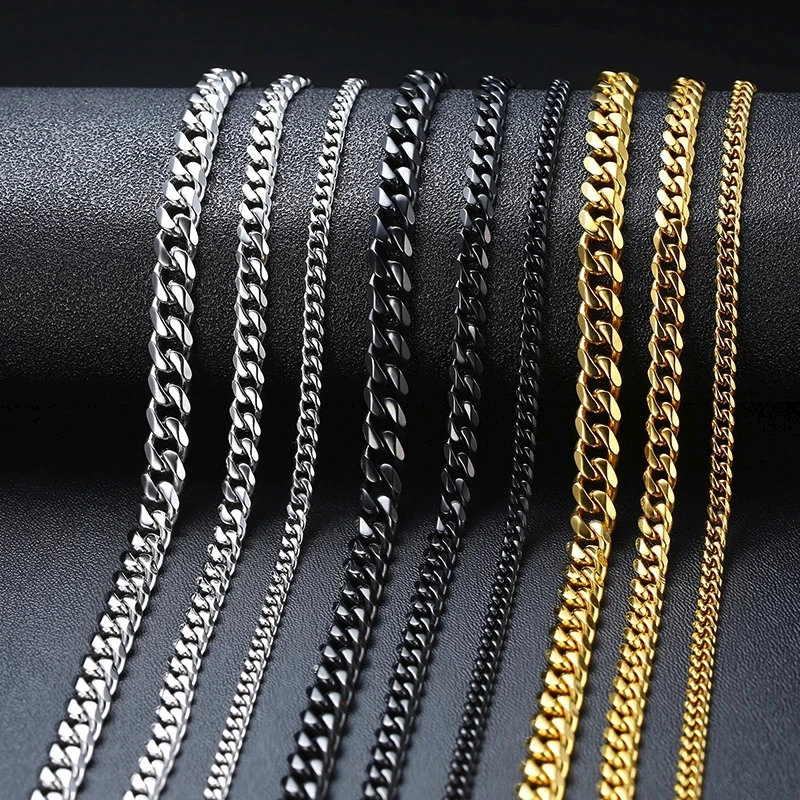 

Aibeads 60cm 5mm 2021 New Arrivals Silver Black Gold Titanium Steel Necklace Mens Stainless Steel Round Box Chain Necklace, Silver/gold/black