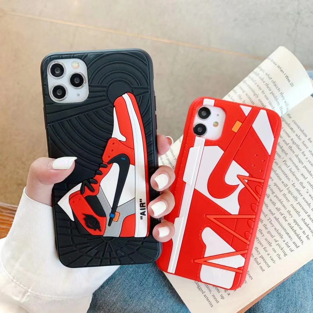 

Fashion Silicone 3D Air Jordan Sports Shoes Phone Cases AJ1 hot selling NBA Basketball Sneaker Cover for iPhone 12 pro