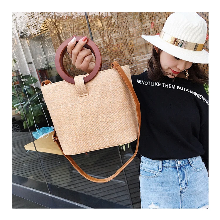 

Capacity Straw Bags Women Handmade Woven Basket Summer Beach Bags Luxury Brand Canvas Lady Handbags, Customizable