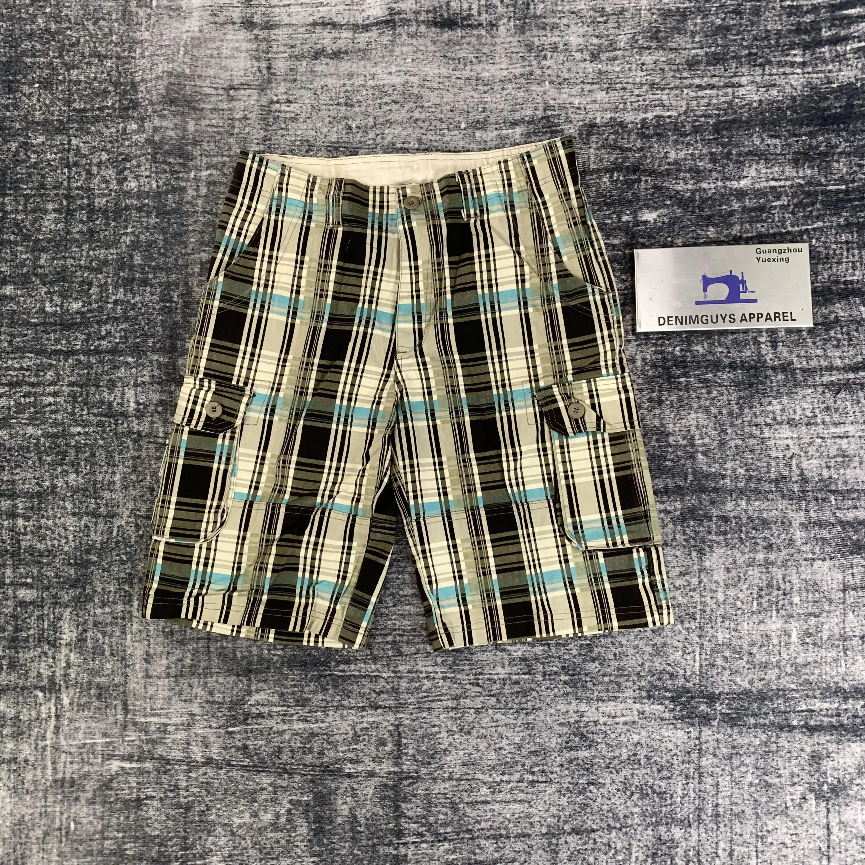 DENIMGUYS Fashion Mens Summer Street Casual Plaid Check Tartan Cargo Shorts Pants for Men