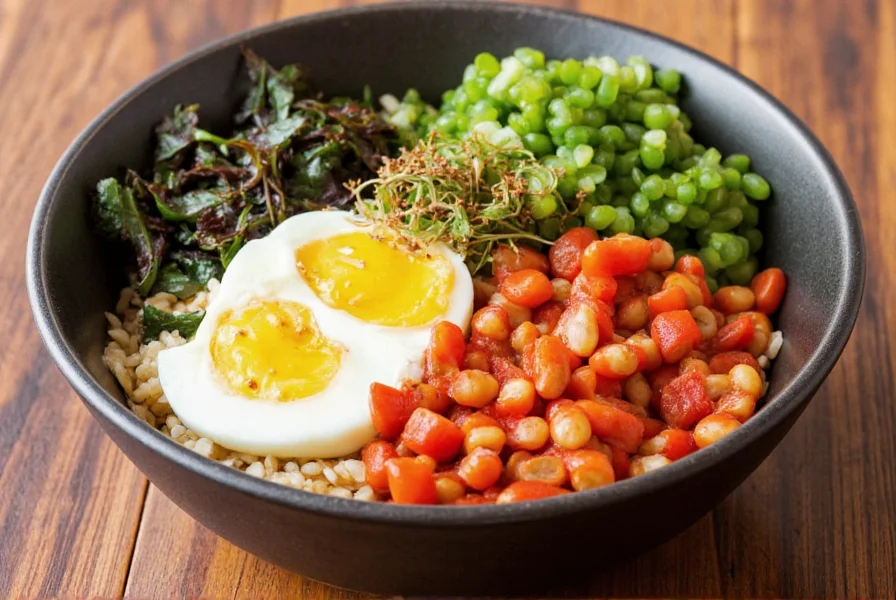 Bimbap Bowl with Rice and Toppings