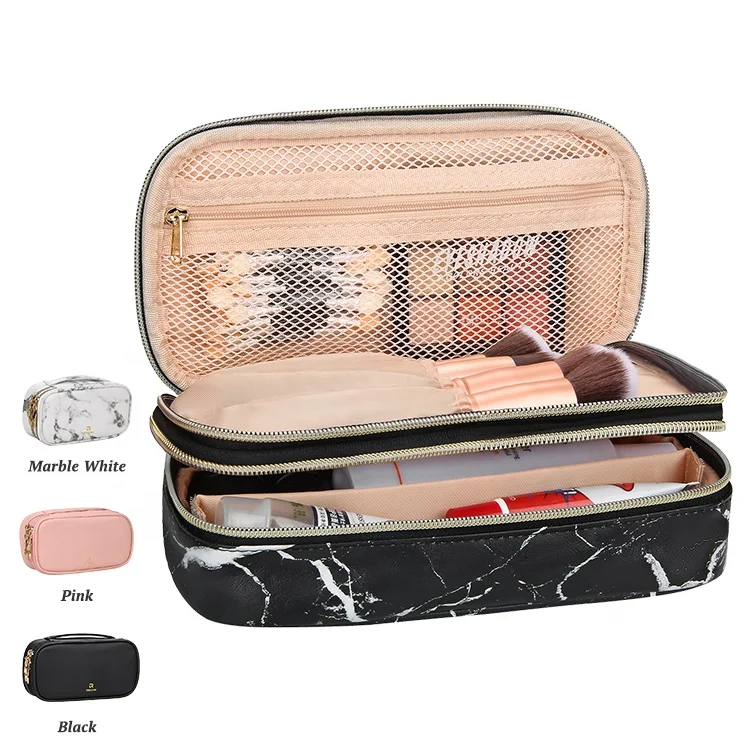 

Relavel Small Waterproof Portable Marble Black Nail Artist Cosmetic Makeup Brush Case Bag Pouch