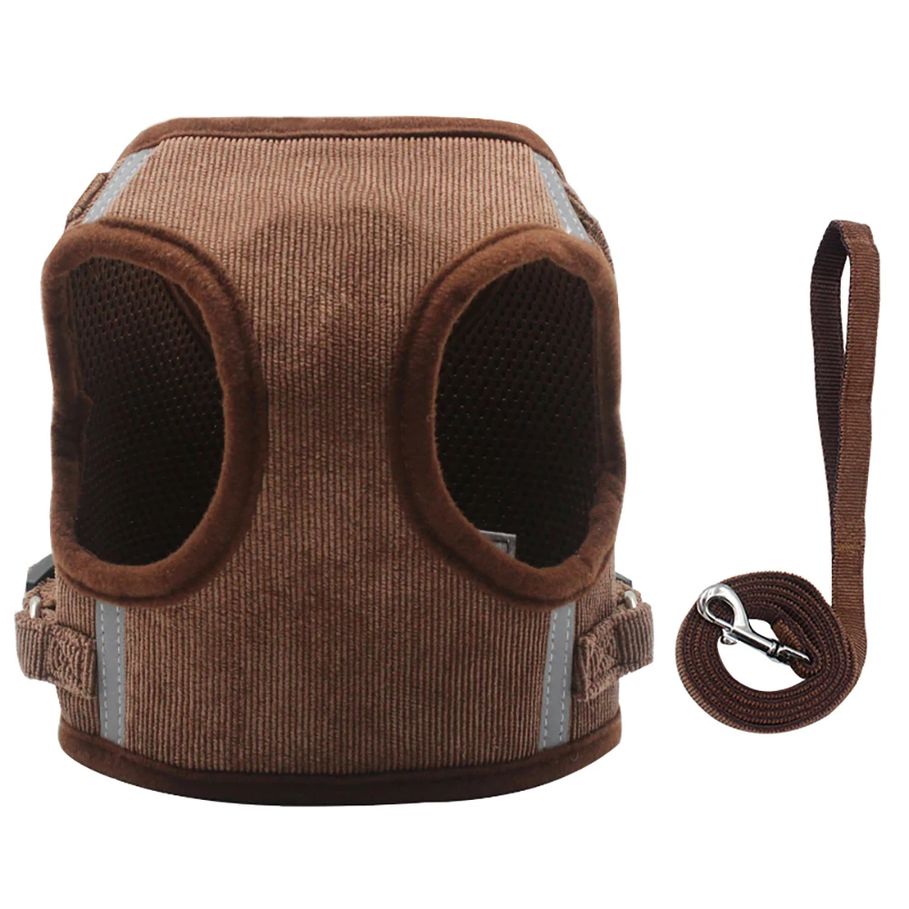 

Wholesale Pet Accessories Breathe Soft Corduroy Pet Vest Harness Reflective Dog Chest Harness Set, White, pink, blue, etc