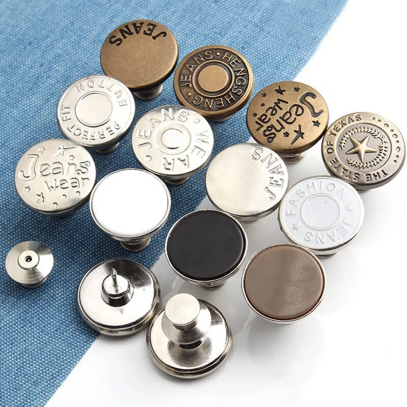 

Universal Buckles pins rivets zinc alloy detachable Removable metal Replacement No Sew Needed Instant Adjustable Jeans button, 20styles