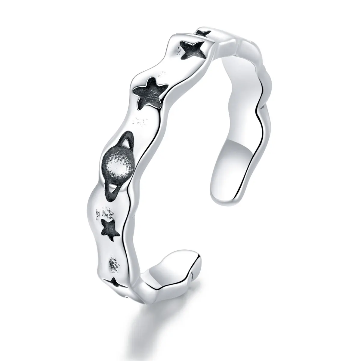 

New Arrival Stylish Planet-Silver Platinum Plated Star 925 Sterling Silver Adjustable Ring