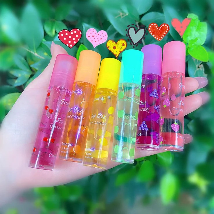 

Wholesale Transparent Vegan Lip Oil Glossy Rollerball Clear Customized Cute Fruit Lip Balm