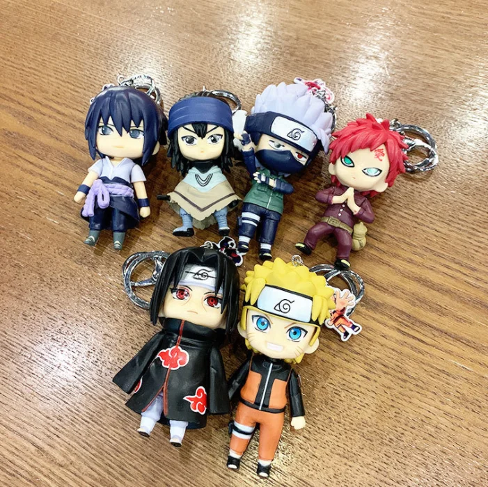 

free shipping Naruto Uchiha Itachi kakashi action figures Sasuke jewelry Keychain Metal anime dolls kids toy gift, Colorful