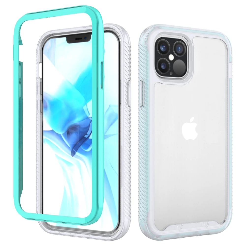 

Shockproof 360 Full Body Hybrid Hard Case Cover for Apple iPhone 12 Pro with Front Frame
