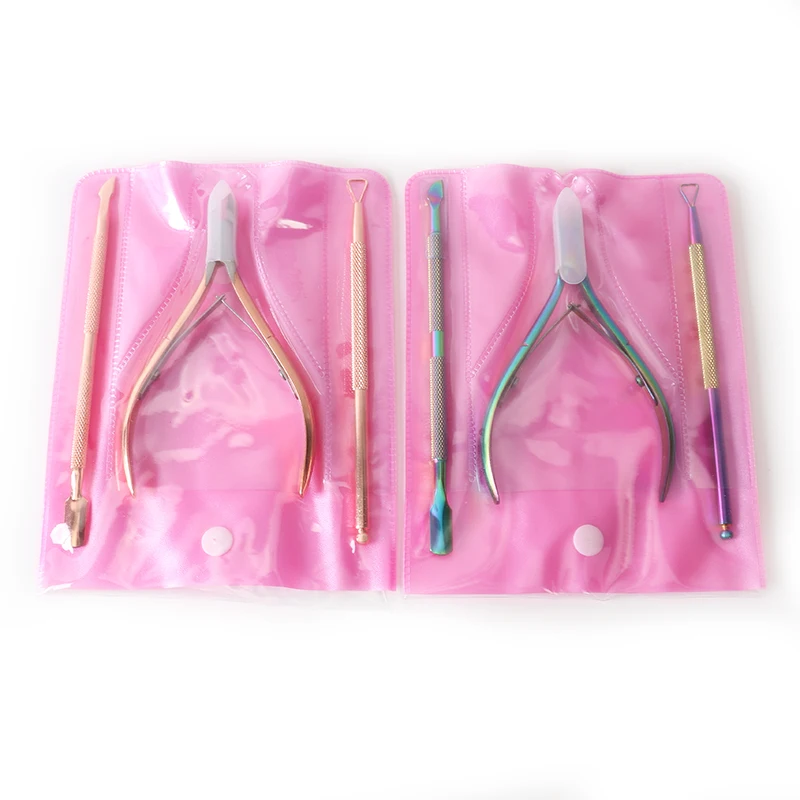 

professional best quality cosmetics cuticle nipper with cuticle pusher for nail salon, Rose gold,custom