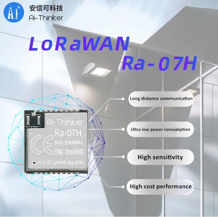 Ai-Thinker LoRaWAN module Ra-07H module ASR6501 chip 803-930MHz Default 868MHz - ANKUX.COM