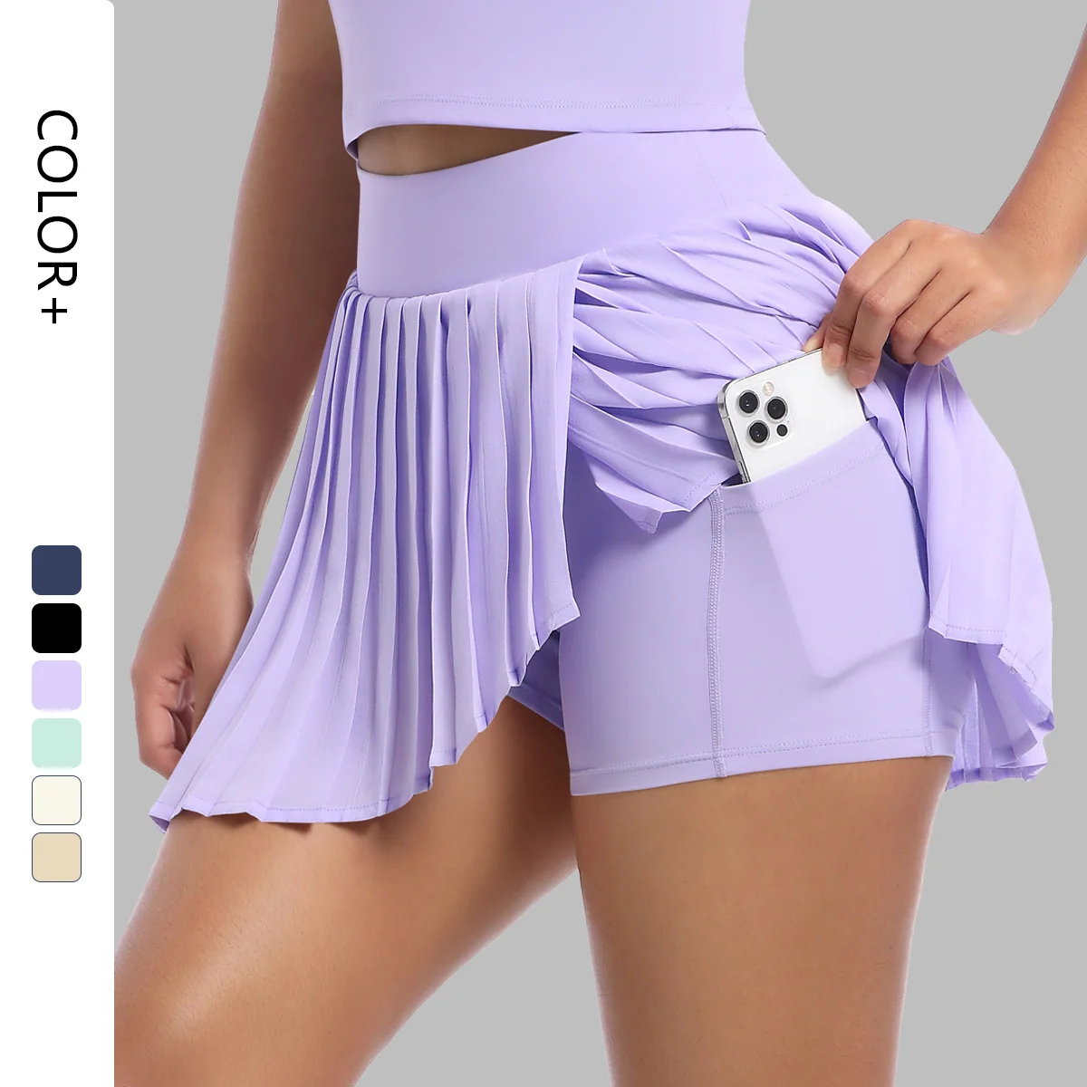 Custom Women Pleated Tennis Skirts Built in Shorts Butt Lifting Golf Skirts With Pockets Outdoors Casual Skirts