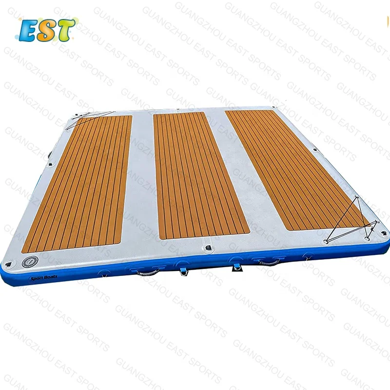 

Sports Large Floating Platform Lake Mat Inflatable Floating Dock for Lakes, Grey, white, teak brown/black,