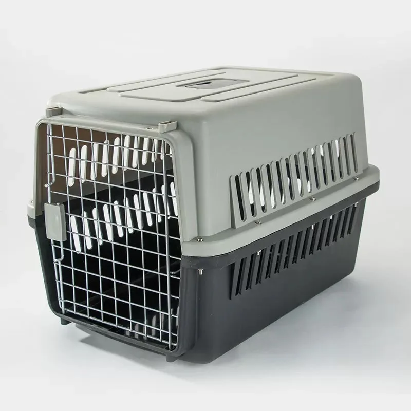 

Quality Ventilation Airlines Approved Plastic Dog Carrier Travel Cat Trolley Cage Outdoor Pet Air Box, Black/dark blue/pink/sky blue/orange/coffee