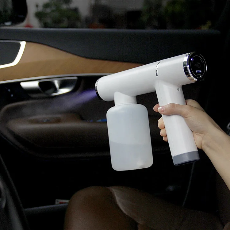 

Atomizer Spray Gun Electric Rechargeable Cordless Portable Battery Power Sterilization Disinfection Mist 2021Uv Cheap Sprays, White