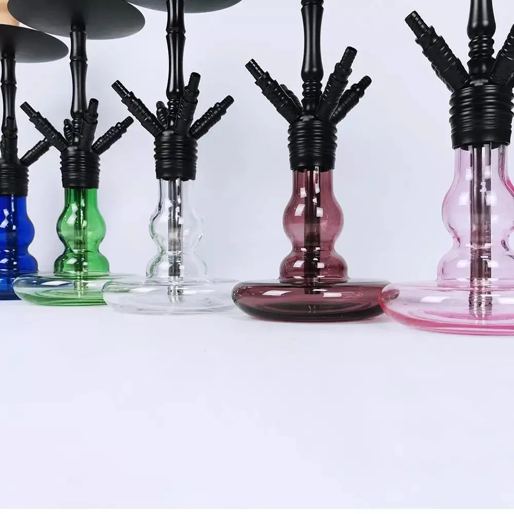 2022 Hookah Wholesale Aluminum Clear Glass Hookah Shisha With Silicone