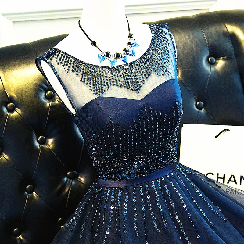 

Top Fashion Shining party dress evening royal blue evening dress chiffon evening dress, White